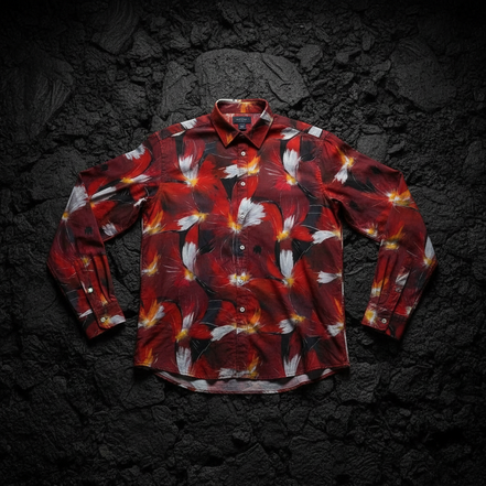 Floral All-Over Print Men's Long Sleeve Polo | S–5XL