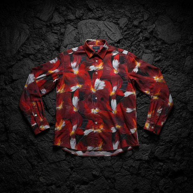 Floral All-Over Print Men's Long Sleeve Polo | S–5XL