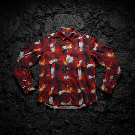Artsy Floral AOP Men's Long Sleeve Polo | 220gsm Painterly Botanical Print Polished Maximalist | Aesthetic Rebellion