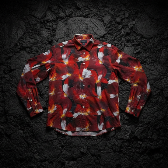 Floral All-Over Print Men's Long Sleeve Polo | S–5XL