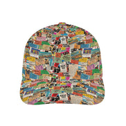 Maximalist AOP Snapback for Wanderlust Dressers — Ticket To Somewhere Bent Brim Cap, Festival Travel Hat, Streetwear Statement, Outdoor Adventure Cap, Unisex Bold Print