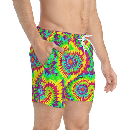 Psychedelic Tie Dye Swim Trunks