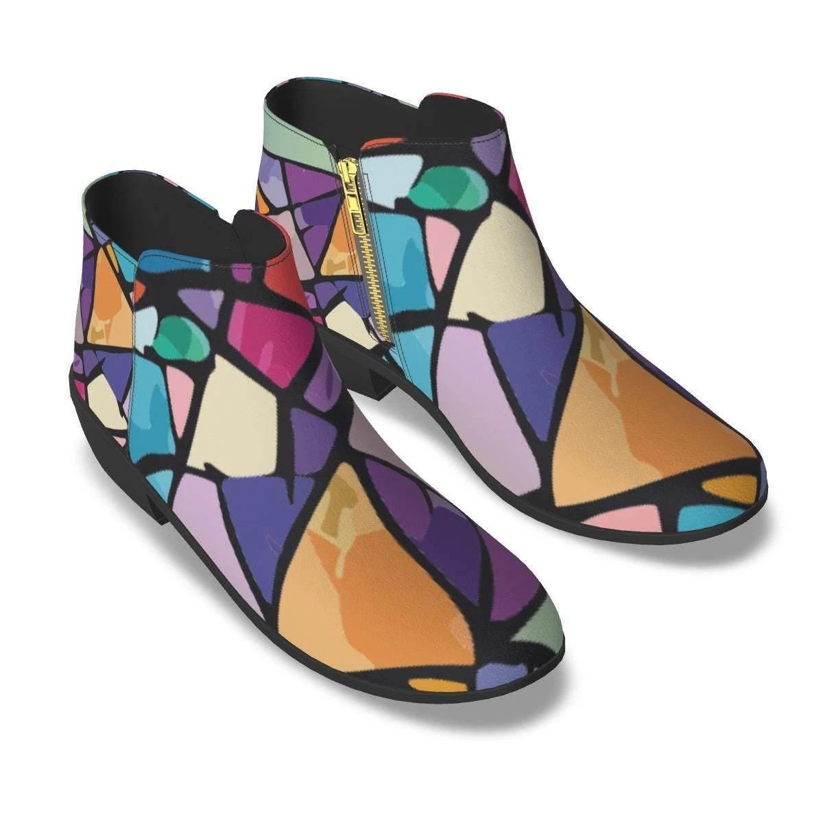 Vandals Velvet Patchwork Ankle Boots - Micro-Suede Maximalist Fashion Shoes for Bold Expression by Aesthetic Rebellion