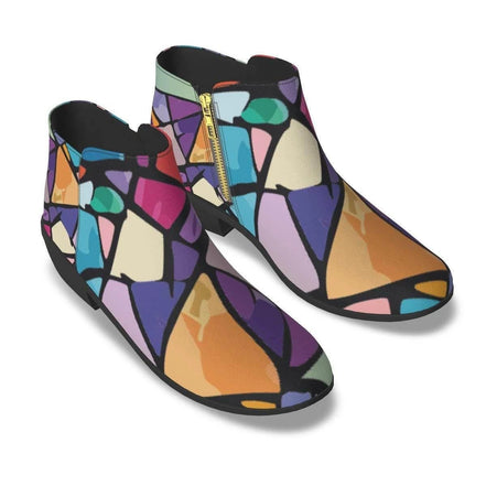 Vandals Velvet Patchwork Ankle Boots - Micro-Suede Maximalist Fashion Shoes for Bold Expression by Aesthetic Rebellion