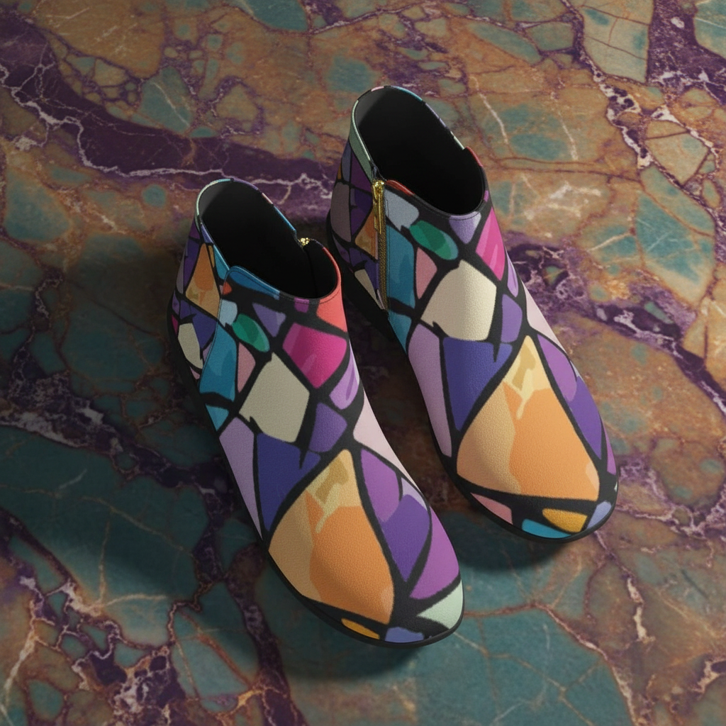 Vandals Velvet Patchwork Ankle Boots | Micro-Suede Maximalist Fashion Footwear for Bold Expression | Aesthetic Rebellion