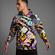 Heavyweight Primal Print Cotton Hoodie - Designer All-Over Print Pullover for Streetwear Collectors by Aesthetic Rebellion
