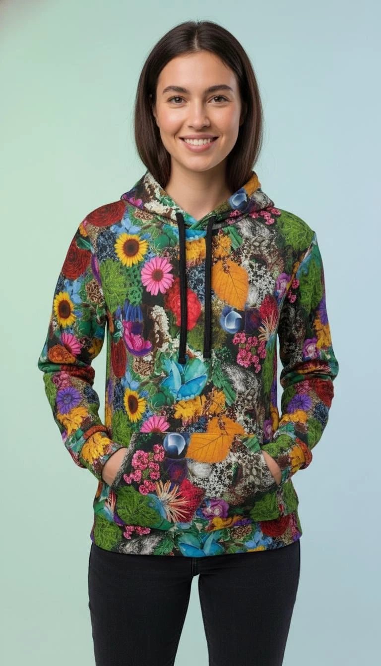 Maximalist Wildflower Botanical Athletic Hoodie - High-Performance Floral Sweatshirt for Fitness & Nature Lovers by Aesthetic Rebellion
