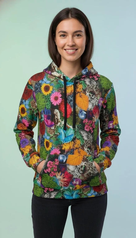 Maximalist Wildflower Botanical Athletic Hoodie - High-Performance Floral Sweatshirt for Fitness & Nature Lovers by Aesthetic Rebellion