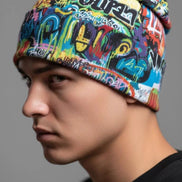 Liquid Glitch Beanie – Maximalist Graffiti Streetwear Hat by PEAPRINT