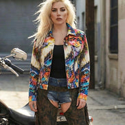 Rainbow Mosaic Shattered Glass Jacket - Primal Print Psychedelic Art Coat for Festival Headliners by Aesthetic Rebellion