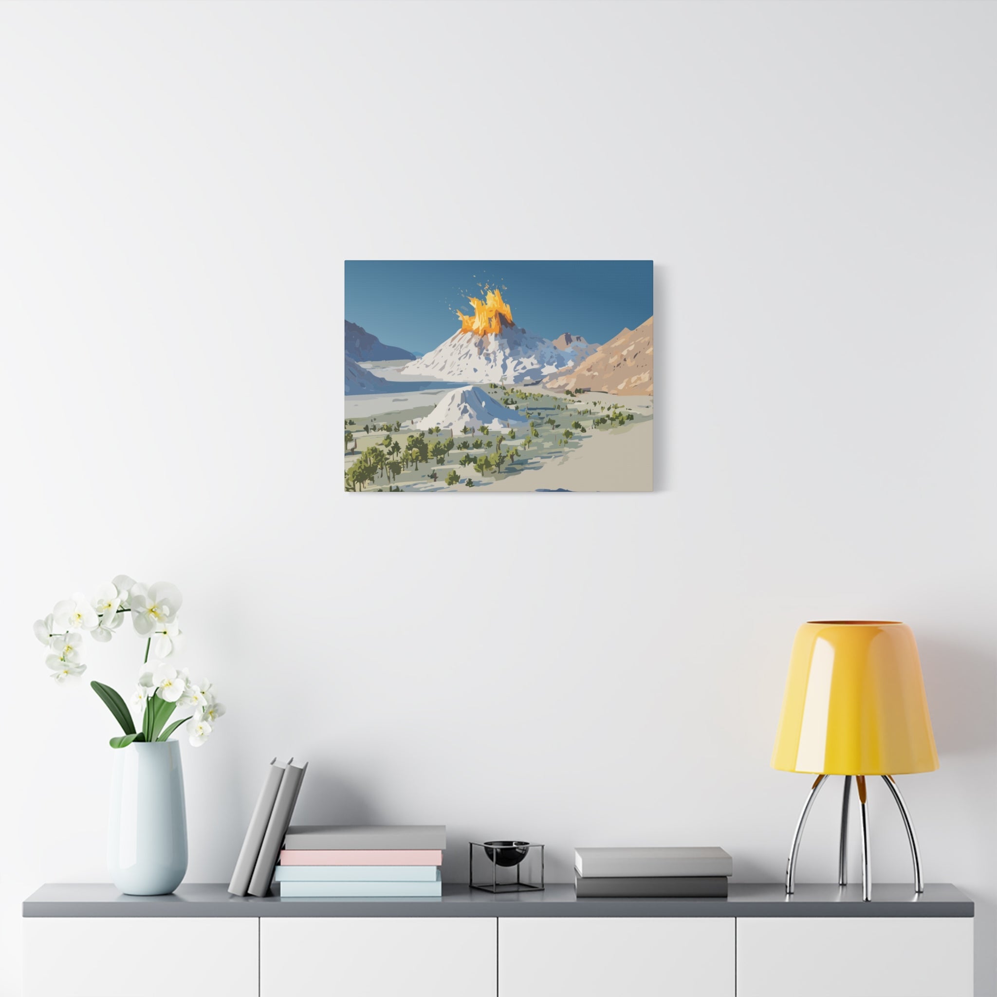 Tropical Volcano Eruption Canvas Print for Nature-Obsessed Interiors — Island Adventure Wall Art, FSC-Certified Matte Stretched Canvas, Home Decor Gift for Wanderlust Collectors