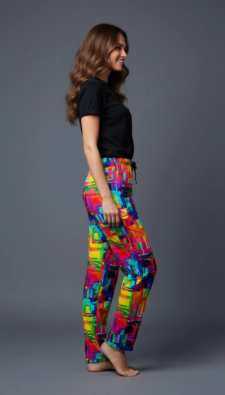 Geometric Pajama Pants | Retro Abstract Print Lounge Sleepwear by Aesthetic Rebellion