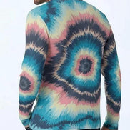 Men's Spiral Tie Dye Henley – Psychedelic Festival Streetwear Top by Aesthetic Rebellion