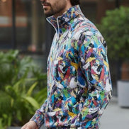 Digital Impasto Paint Stroke Half-Zip - Heavyweight Cotton Pullover for Fine Artists & Curators by Aesthetic Rebellion