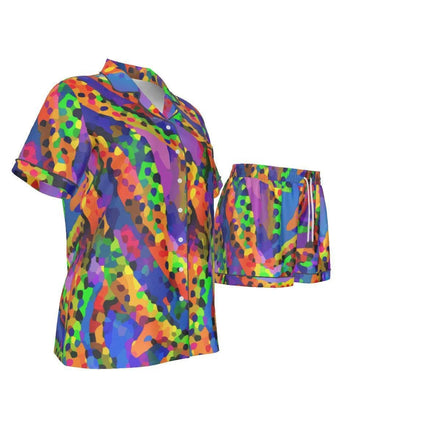 Vibrant Sunset Gradient Silk-Like Pajama Set - Luxury Summer Loungewear for Bold Comfort by Aesthetic Rebellion