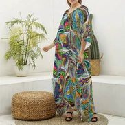 Sacred Geometry Silk Kaftan - Psychedelic Bohemian Goddess Robe for Wellness Retreats & Luxury Lounging by Aesthetic Rebellion