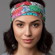 Graffiti Street Art Sports Headband - Sweat-Wicking Maximalist Hairband for HIIT, Running & Urban Fitness - Aesthetic Rebellion