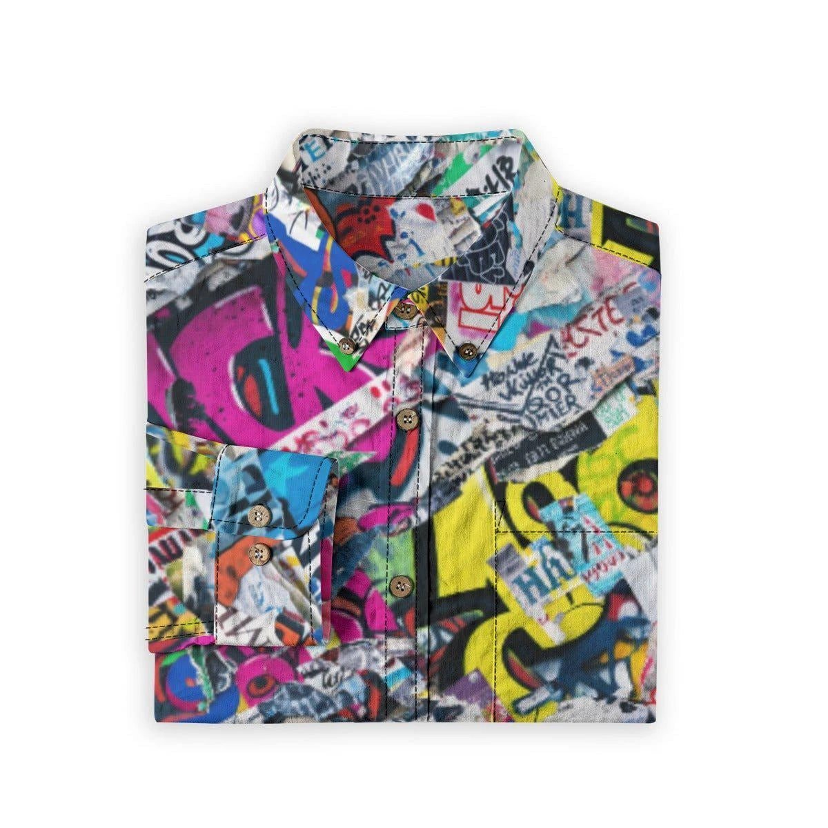 Artistic Print Men's Cotton Shirt - Long Sleeve Button Down by Aesthetic Rebellion