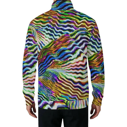 Vibrant Wave Art Maximalist Pullover - Abstract Geometric Sweatshirt for Artistic Expression by Aesthetic Rebellion