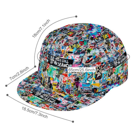 Graffiti Print Snapback Cap – All-Over Street Art Hat – Maximalist Urban Baseball Cap by SALE_DESIGN-Personal Design