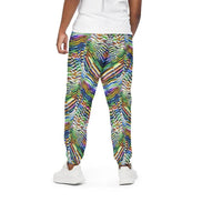 Neon Zebra Psychedelic Joggers - Elastic Waist Cotton Streetwear Pants for Festival Shuffling & Bold Style by Aesthetic Rebellion