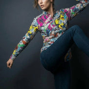 Graffiti Print Cotton Poplin Shirt - Antibacterial Designer Workwear for Creative Directors & Urban Stylists by Aesthetic Rebellion