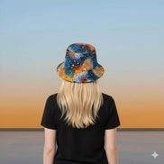 Cosmic Dot Painting Galaxy Bucket Hat - Vibrant Space Pattern Sun Hat for Astronomy Lovers by Aesthetic Rebellion