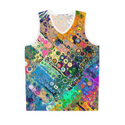 Abstract Bubble Paint Jersey for Court-to-Festival Dressers — Colorful AOP Basketball Tank, UPF-Ready Moisture-Wicking Sportswear, Assembled in USA, Bold Street Art Top