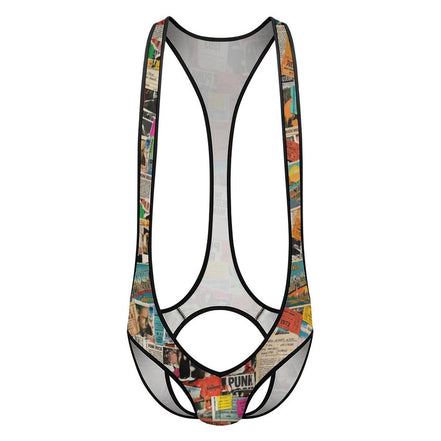 Queer Statement Bodysuit for Bold Dressers — Ticket Down South AOP Underwear, Festival Base Layer, LGBT Intimate Wear, Submissive Play Wear, Mens One-Piece