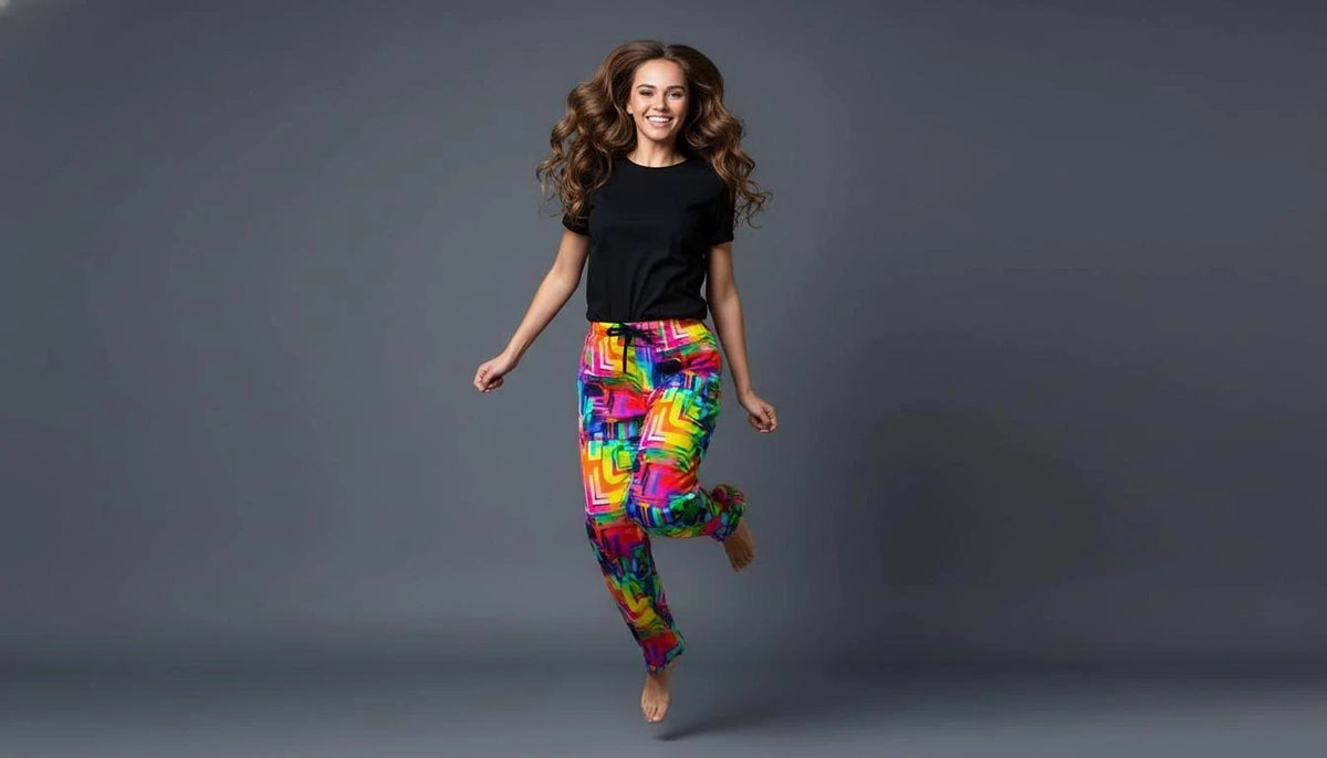 Geometric Pajama Pants | Retro Abstract Print Lounge Sleepwear by Aesthetic Rebellion