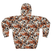Leopard Spot AOP Hoodie for Animal Print Maximalists — Brown Cream Wild Print Pullover, Autumn Street Style Statement, Cozy Unisex Gift for Her or Him