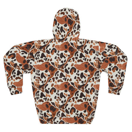 Leopard Spot AOP Hoodie for Animal Print Maximalists — Brown Cream Wild Print Pullover, Autumn Street Style Statement, Cozy Unisex Gift for Her or Him