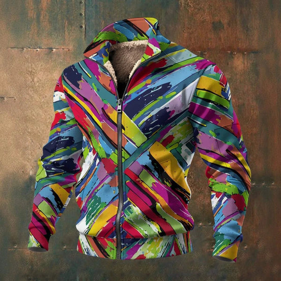 Urban Brushstroke Artist Zip Jacket - Vibrant All-Over Print Windbreaker for Modern Creatives by Aesthetic Rebellion