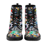 Urban Graffiti Combat Boots – All-Over Print Martin Boots – Maximalist Street Art Footwear by SALE_DESIGN-Personal Design