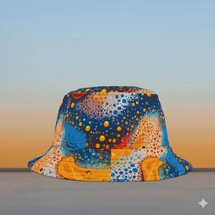 Cosmic Dot Painting Galaxy Bucket Hat - Vibrant Space Pattern Sun Hat for Astronomy Lovers by Aesthetic Rebellion
