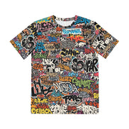 Graffiti AOP Urban Street Art Tee for City Culture Dressers — Bold All-Over Print Graphic T-Shirt, Hip-Hop Skate Statement, Festival Music Concert Top, Assembled in USA