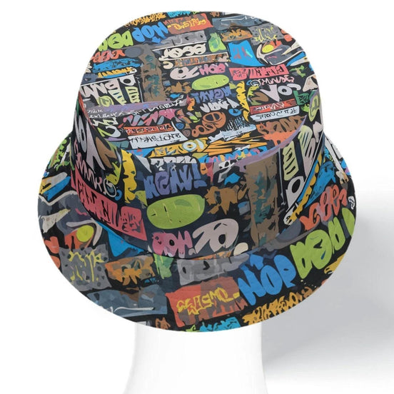 Trippy Tags Bucket Hat – Psychedelic Festival Headwear – Bold Maximalist Sun Hat for Raves & Streetwear by Aesthetic Rebellion