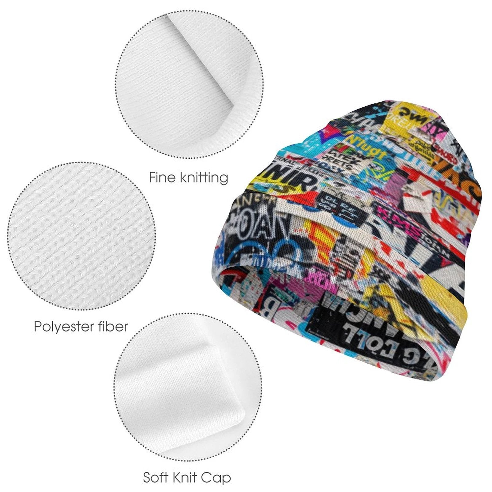 Street Swag All-Over Print Knit Beanie | Bold Abstract Art Streetwear Hat by Aesthetic Rebellion