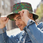 Alligator Bites Neon Geometric Bucket Hat - Edgy Psychedelic Rave Hat for Dubstep & Alt-Fashion by Aesthetic Rebellion