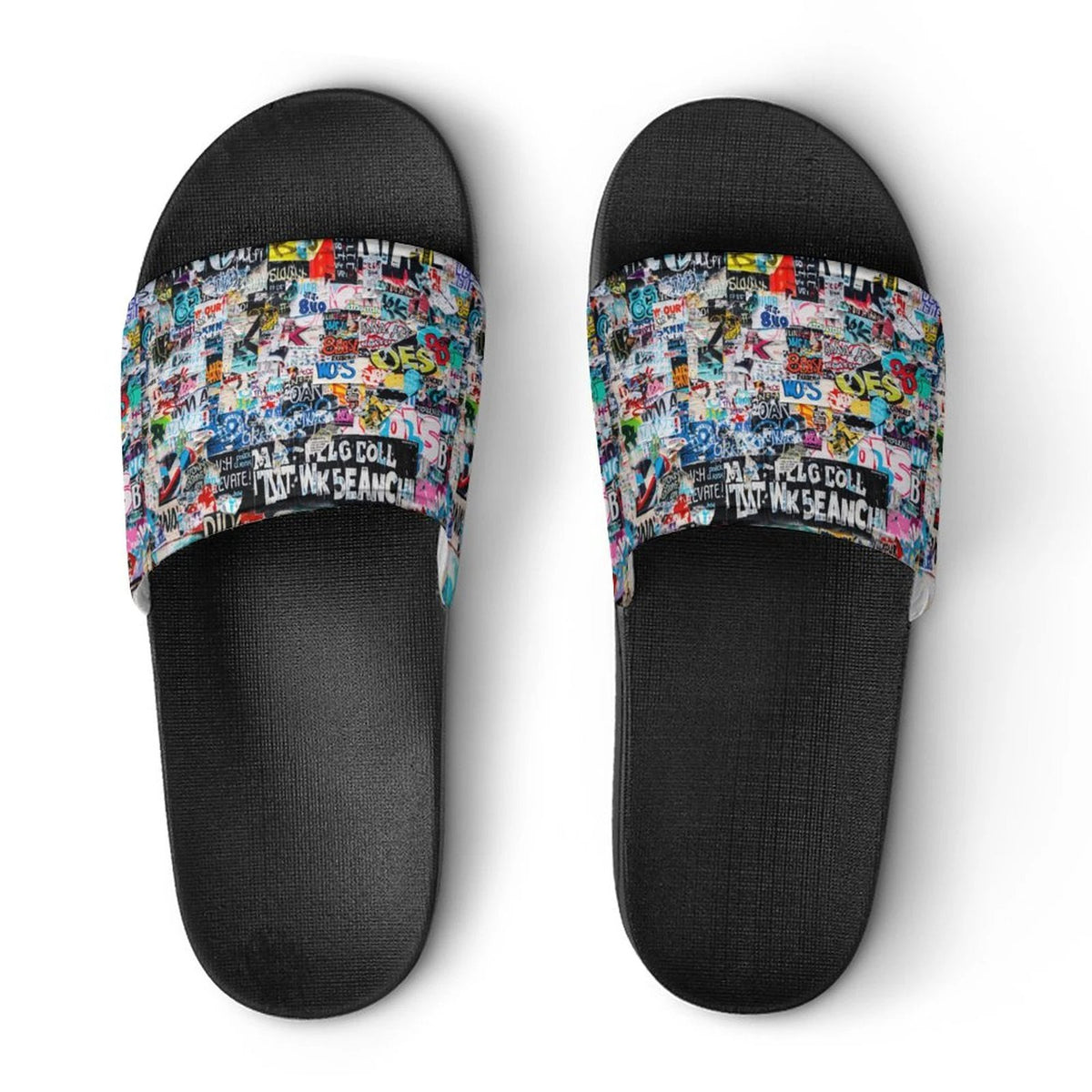 "Tag Swag" All-Over Print Slides | Bold Abstract Art PVC Slippers by Aesthetic Rebellion