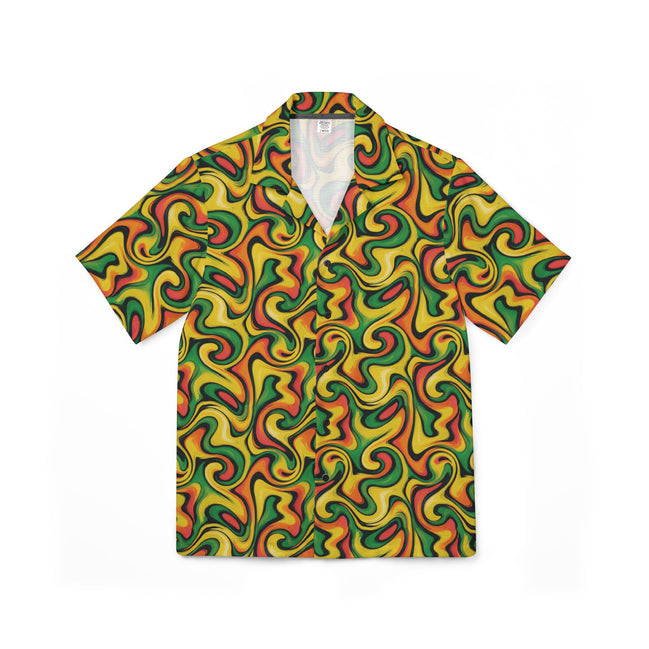 Retro Vibes Camp Shirt for the Most Interesting Dresser at Summer — AOP 100% Polyester Sublimation Hawaiian, Button Front Linen Texture, Vacation Party Beach Festival Menswear