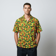 Retro Vibes Camp Shirt for the Most Interesting Dresser at Summer — AOP 100% Polyester Sublimation Hawaiian, Button Front Linen Texture, Vacation Party Beach Festival Menswear