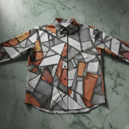 Faux Linen Men Long Sleeve Shirt with Pocket(All-Over Printing)