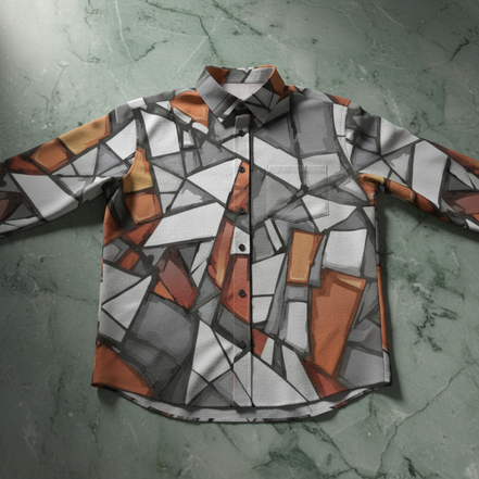 Faux Linen Men Long Sleeve Shirt with Pocket(All-Over Printing)