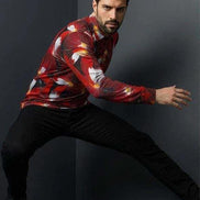 Artsy Floral Men’s Long Sleeve Polo - Polished Maximalist Workwear for Hospitality & Wine Ambassadors by Aesthetic Rebellion
