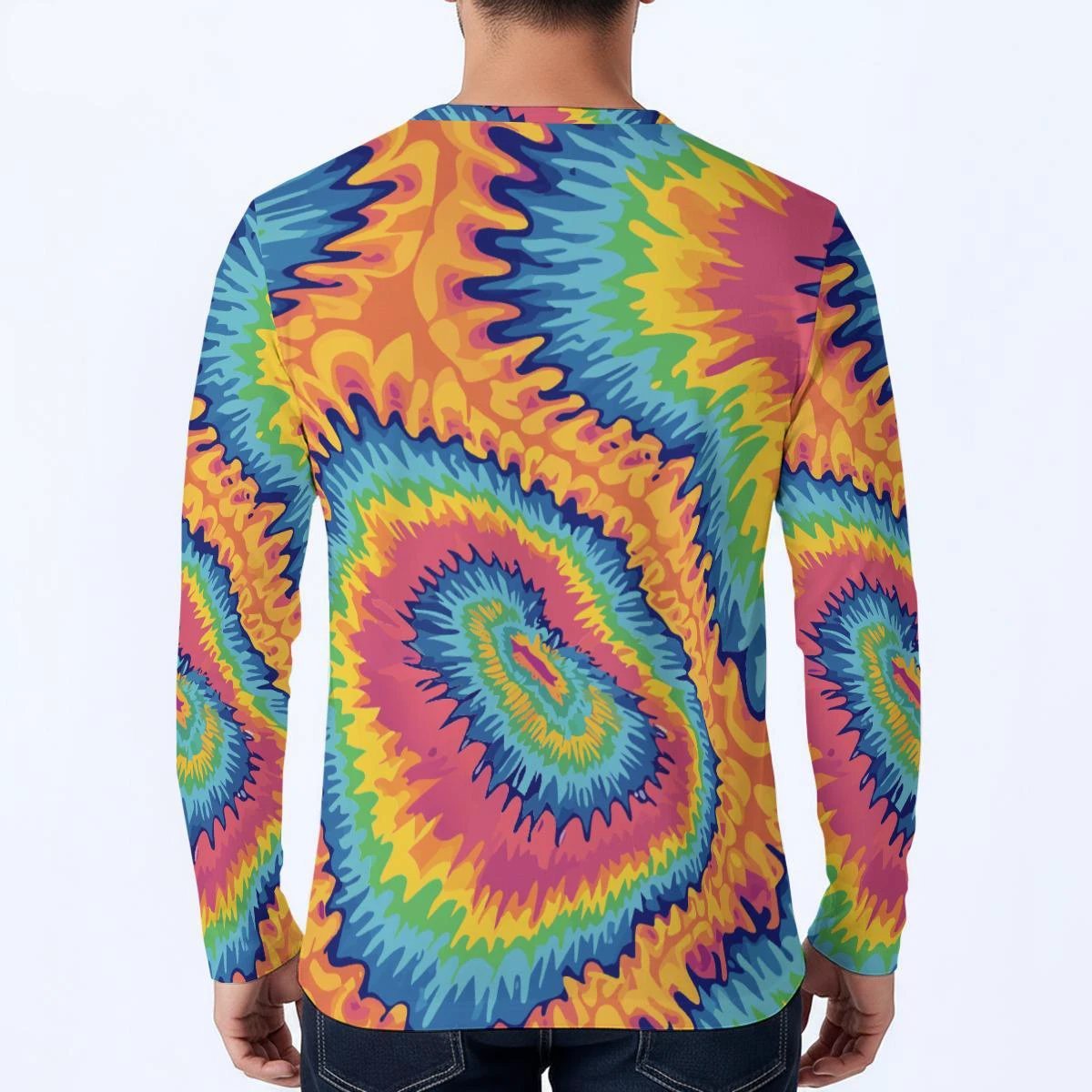 Acid Marble Chaos Core Maximalist Henley Shirt - Aesthetic Rebellion