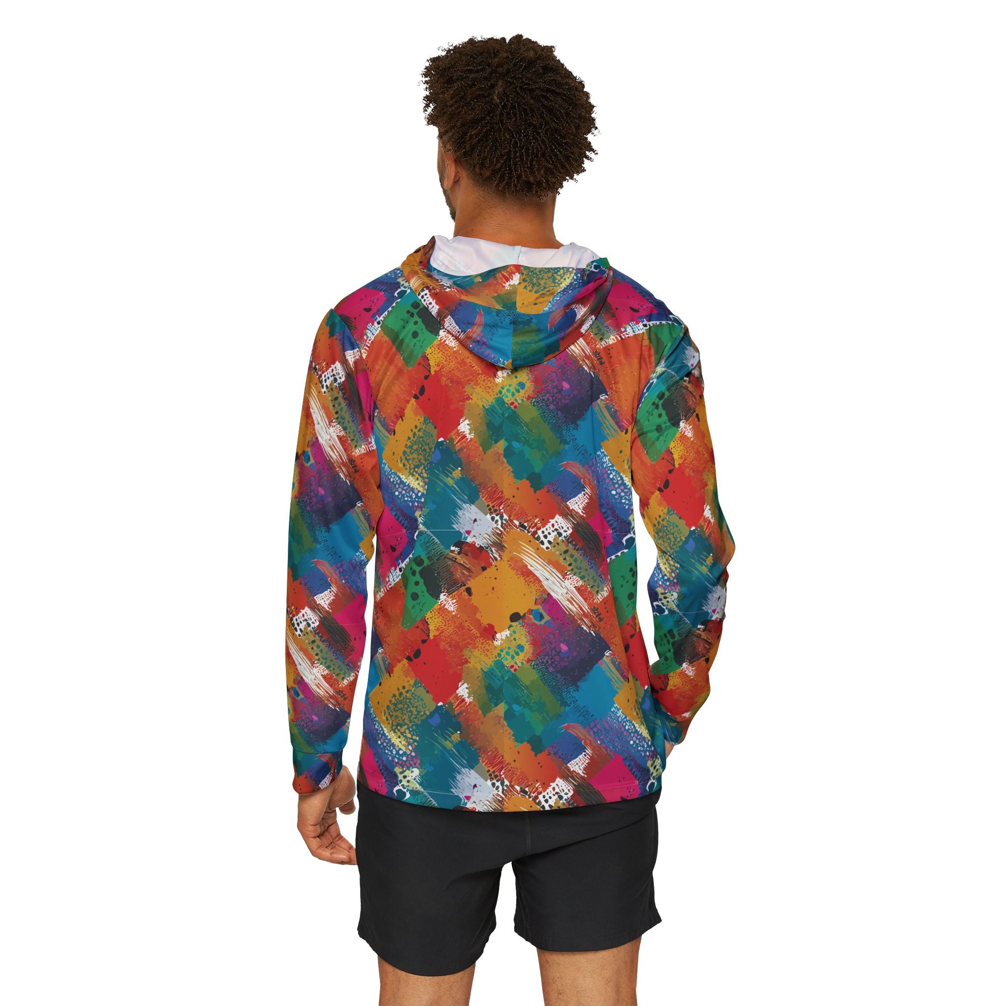 Color Splash Warmup Hoodie for Outdoor Maximalists — UPF+50 AOP Moisture-Wicking, Lightweight Festival Training Layer, Assembled in USA, Streetwear-to-Sport Statement