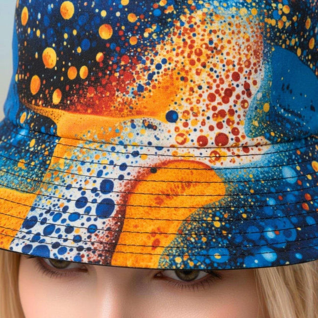 Cosmic Dot Painting Galaxy Bucket Hat - Vibrant Space Pattern Sun Hat for Astronomy Lovers by Aesthetic Rebellion