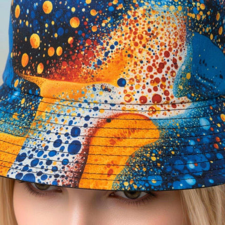 Cosmic Dot Painting Galaxy Bucket Hat - Vibrant Space Pattern Sun Hat for Astronomy Lovers by Aesthetic Rebellion