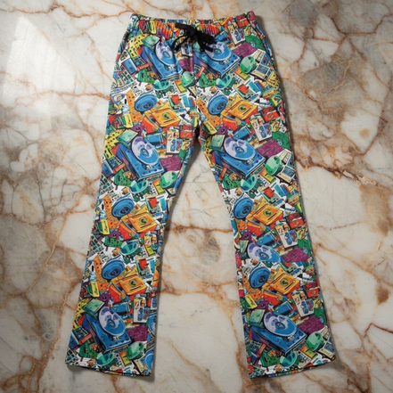90s Mixtape Pajama Pants - Retro Music Lover Lounge Wear - Aesthetic Rebellion